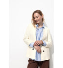 Veste de Tailleur Lin Mélangé - Naturel Uni Clair