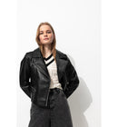 Blouson Rock en Simili Femme - Noir Uni Fonce