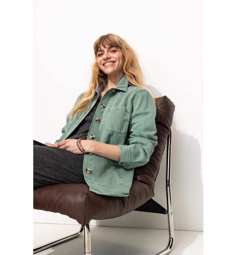 Alma Veste Surchemise Rayée - Gris Uni Fonce
