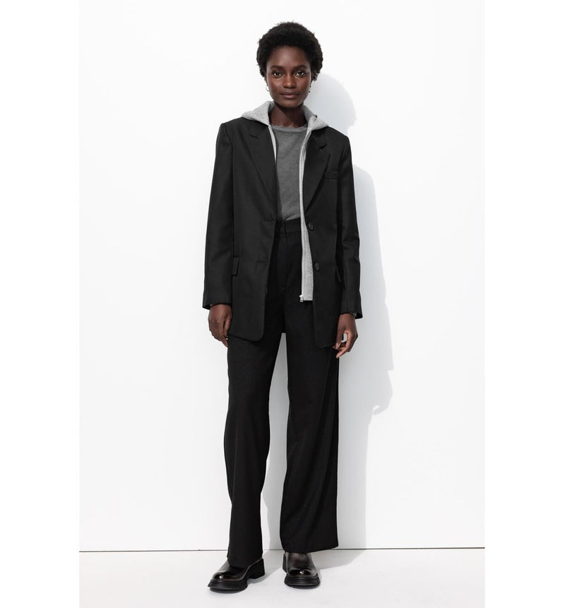Veste de Tailleur à Capuche - Noir Uni Fonce