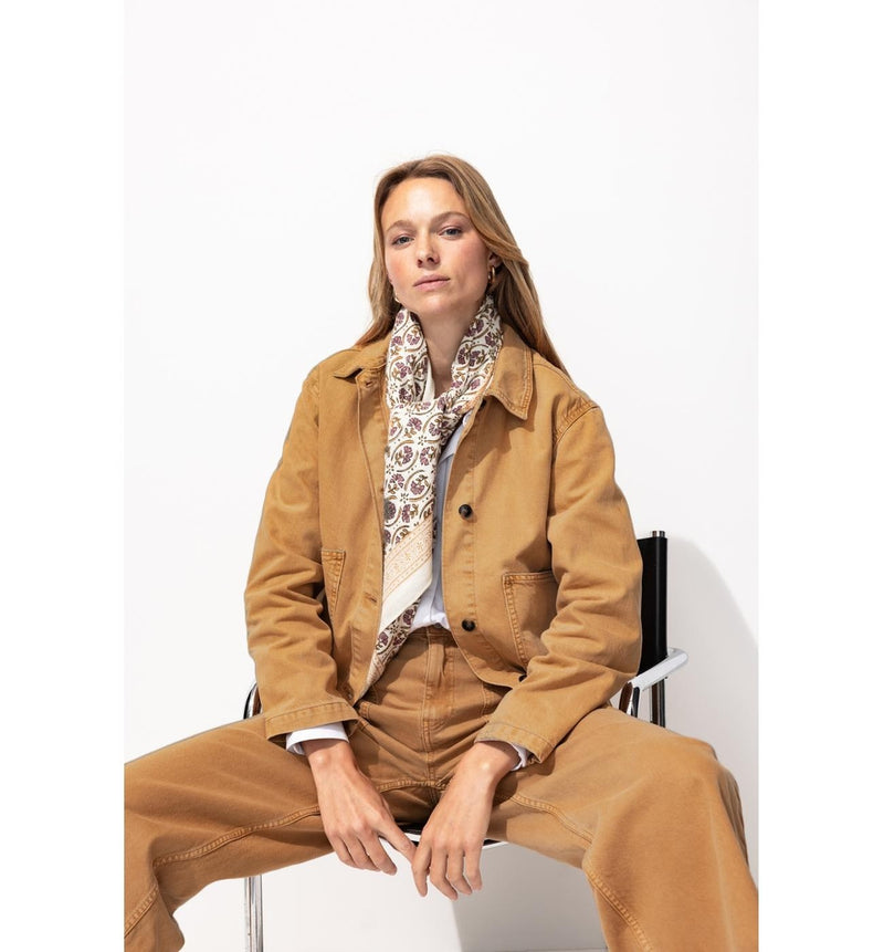 Veste Courte en Toile Femme - Naturel Uni Clair