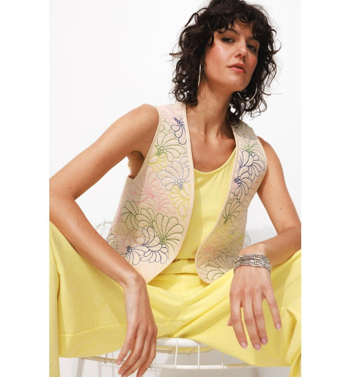 Boléro Matelassé Brodé Femme - Naturel Imprime