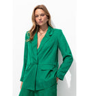 Veste de Tailleur en Satin - Vert Uni Colore