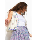 Boléro Brodé en Coton Femme - Naturel Uni Clair