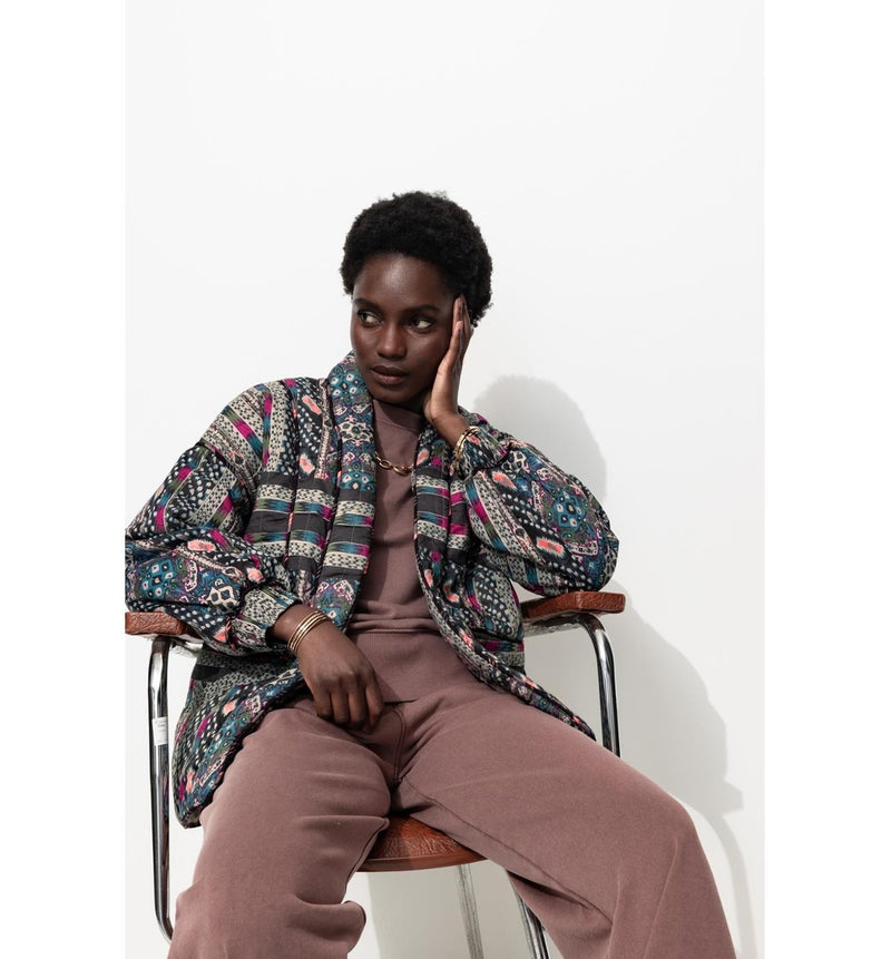 Veste Matelassée Imprimée - Multicolore Imprime
