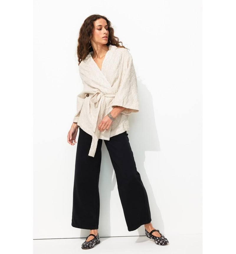 Veste Kimono Femme - Naturel Uni Clair