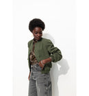 Bomber Épaulé Uni Femme - Kaki Uni Fonce