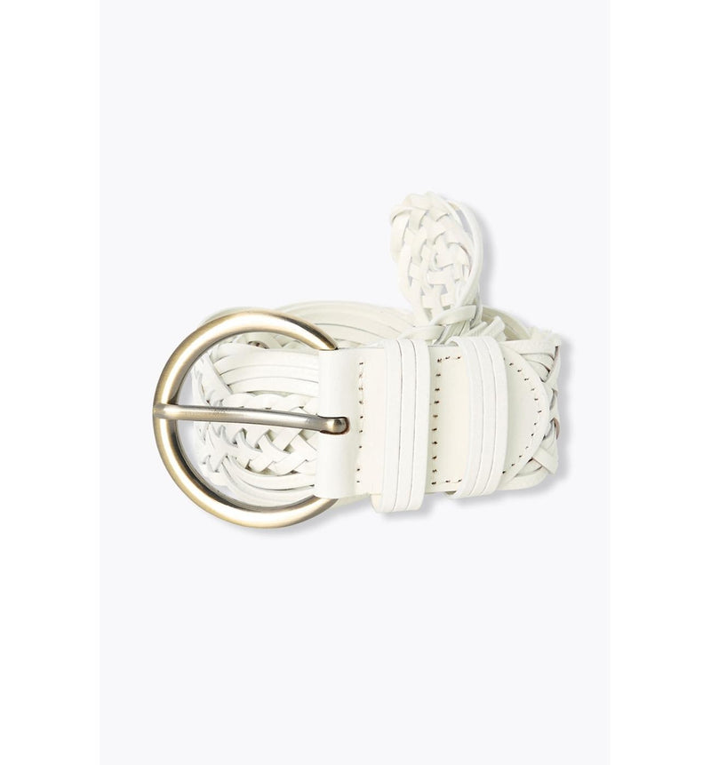 Large Ceinture Tressée Femme - Blanc Uni Clair
