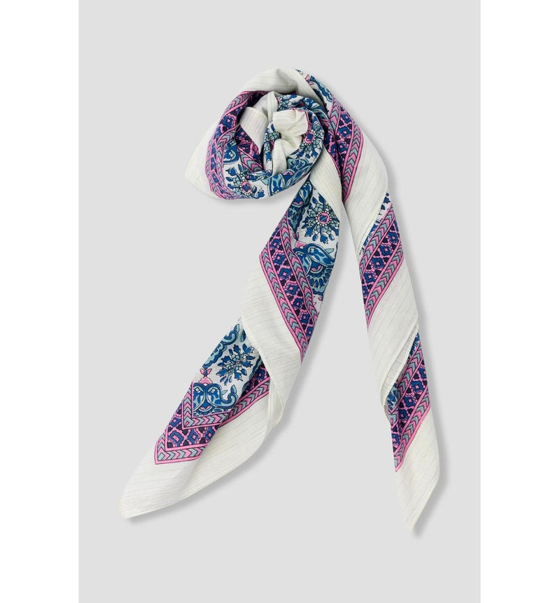 Grand Foulard Carré Imprimé - Bleu Imprime