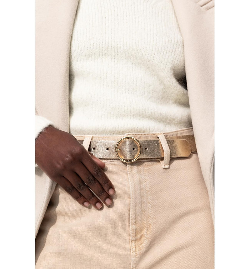Ceinture en Cuir Suédé Femme - Jaune Uni Colore
