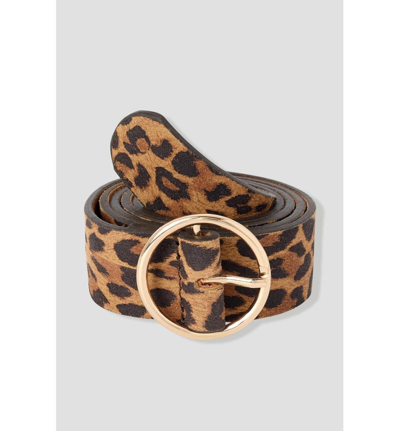 Ceinture Léopard en Cuir Femme - Grège Imprime