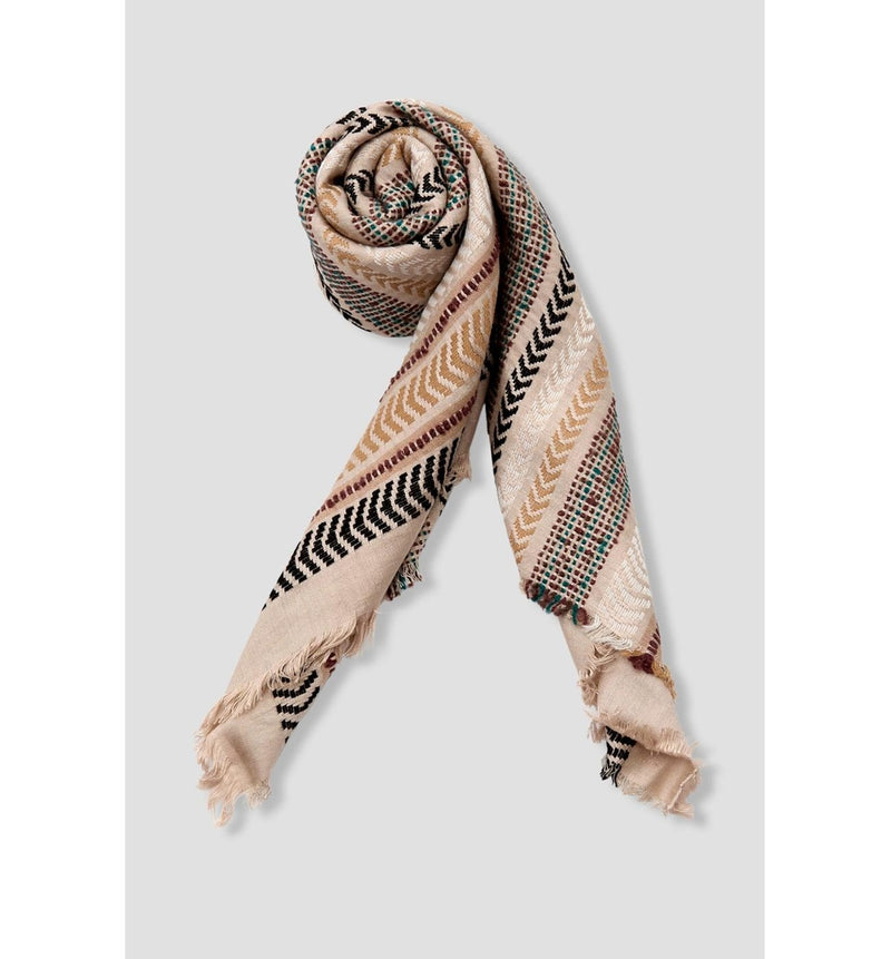 Echarpe Tissé Folk Femme - Naturel Imprime