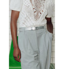 Ceinture Effet Cuir Irisé - Gris Uni Clair
