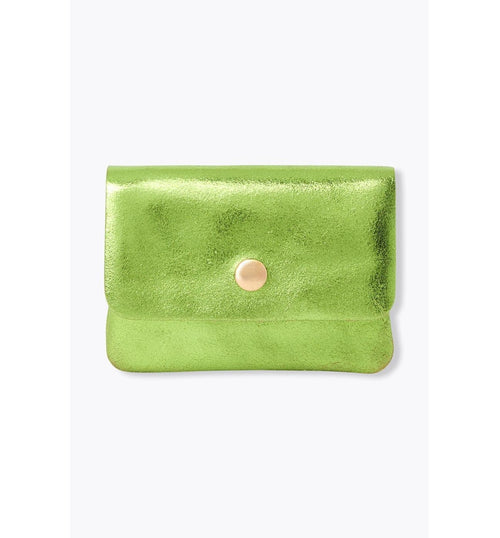 Petit Porte-monnaie Cuir Irisé - Vert Uni Colore