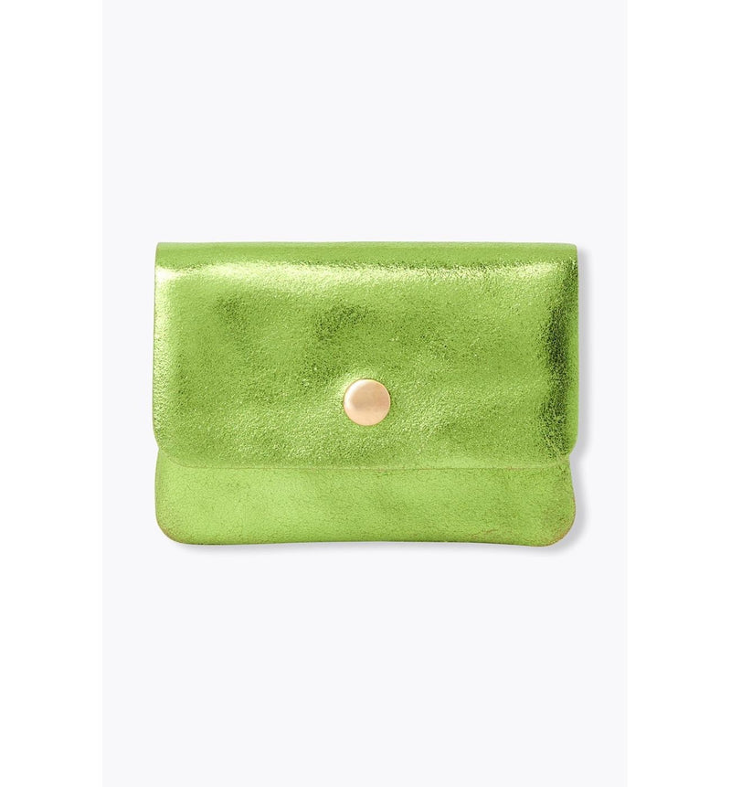 Petit Porte-monnaie Cuir Irisé - Vert Uni Colore