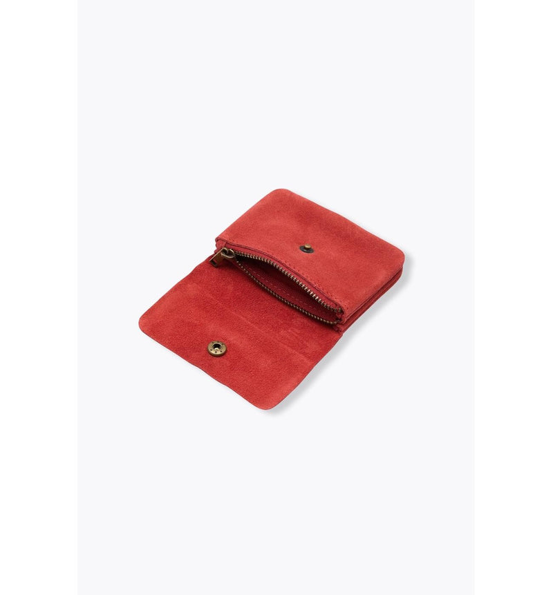 Petit Porte-monnaie Cuir Irisé - Rouge Uni Colore