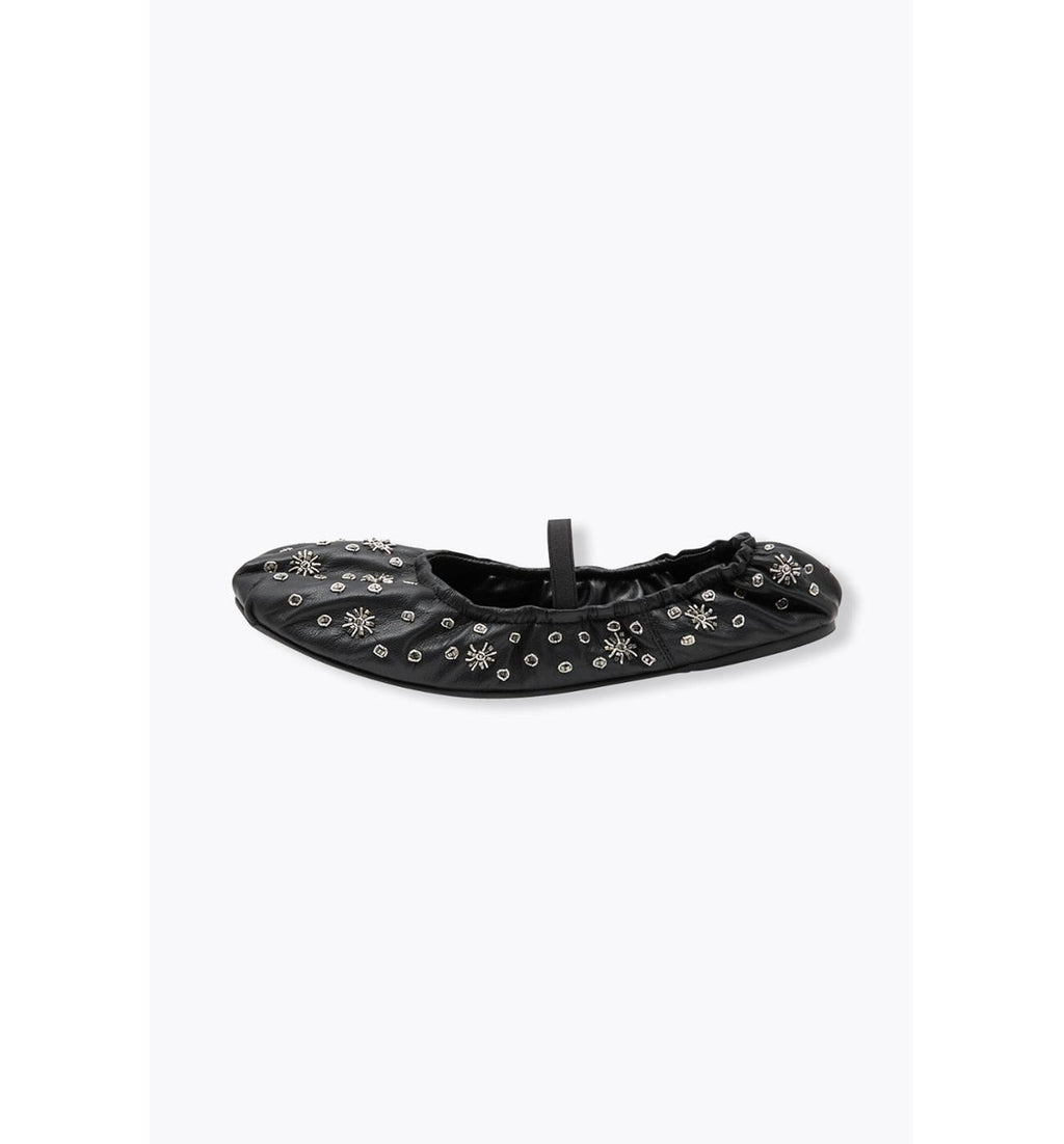 Ballerines-babies Cuir Perlé - Noir Uni Fonce