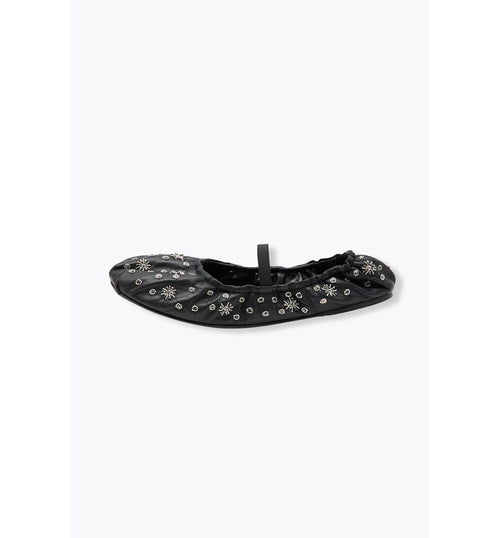 Ballerines-babies Cuir Perlé - Noir Uni Fonce