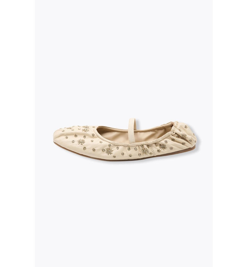Ballerines-babies Cuir Perlé - Naturel Uni Clair