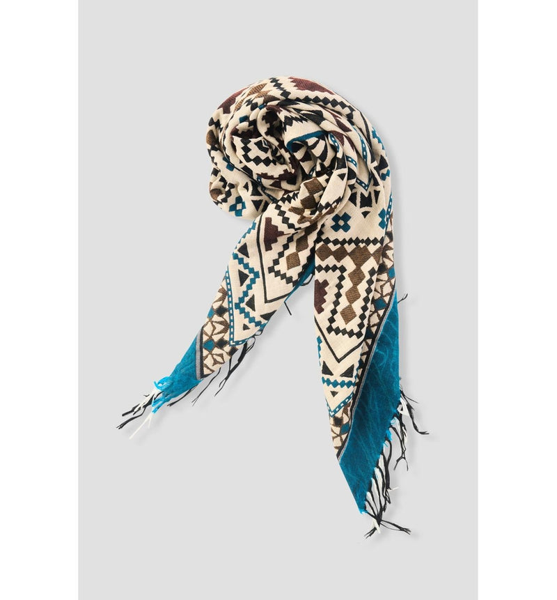 Echarpe Folk Tissée Femme - Naturel Imprime
