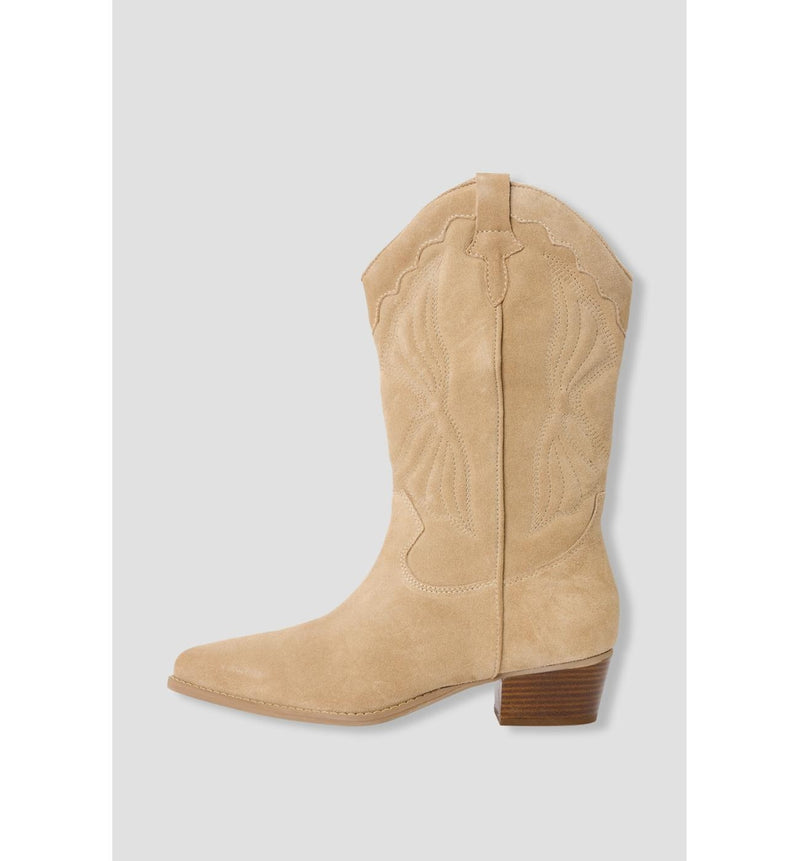 Santiags en Cuir Suédé Femme - Naturel Uni Clair