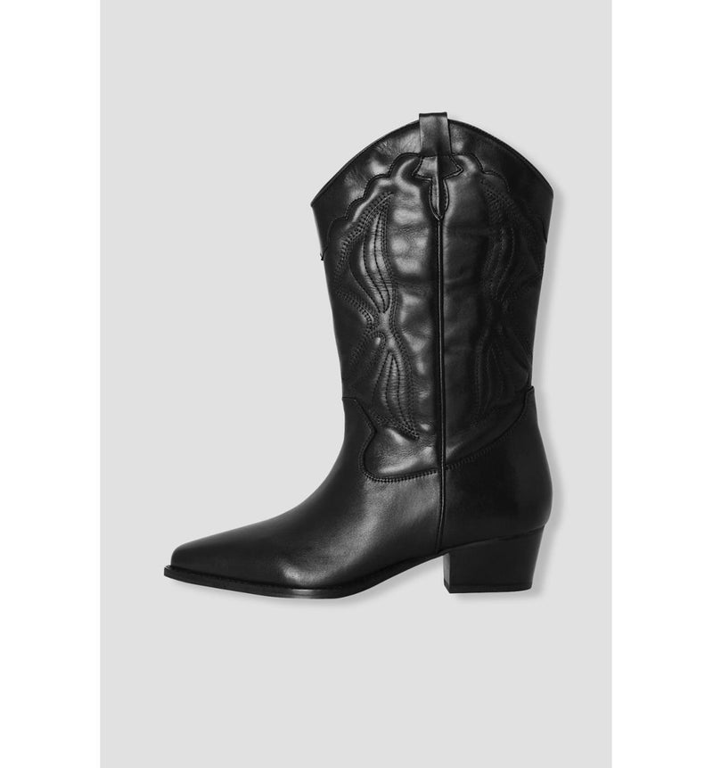 Santiags en Cuir Femme - Noir Uni Fonce