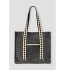 Tote-bag en Jean Brodé - Gris Uni Fonce