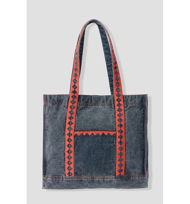 Tote-bag en Jean Brodé - Jeans Uni Fonce