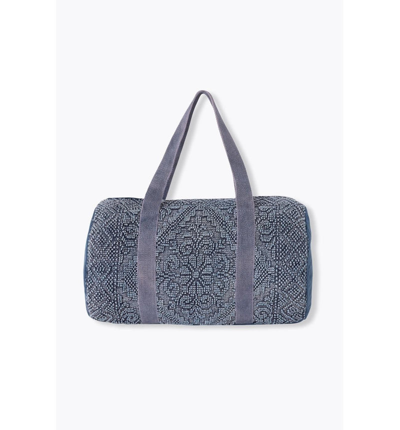 Sac Polochon Brodé Femme - Jeans Uni Fonce