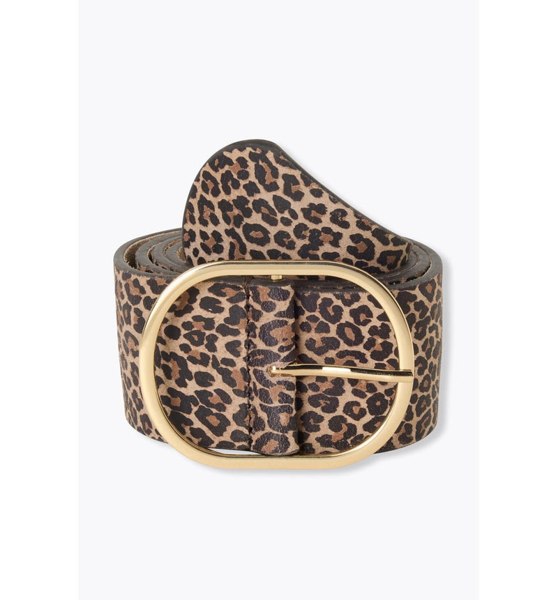 Ceinture Léopard en Cuir - Grège Imprime