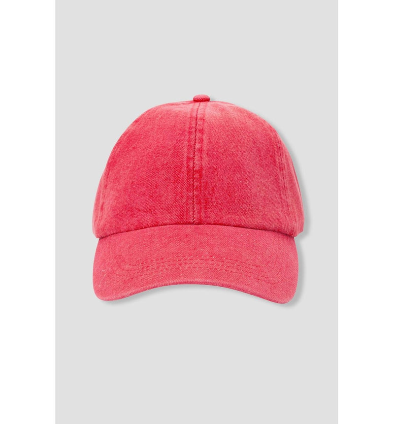 Casquette en Jean Délavé Femme - Rouge Uni Colore