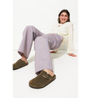 Sabot en Cuir Suédé Femme - Kaki Uni Fonce
