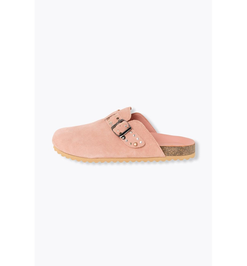 Sabot en Cuir Suédé Femme - Rose Uni Colore