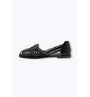 Sandales Plates en Cuir Femme - Noir Uni Fonce