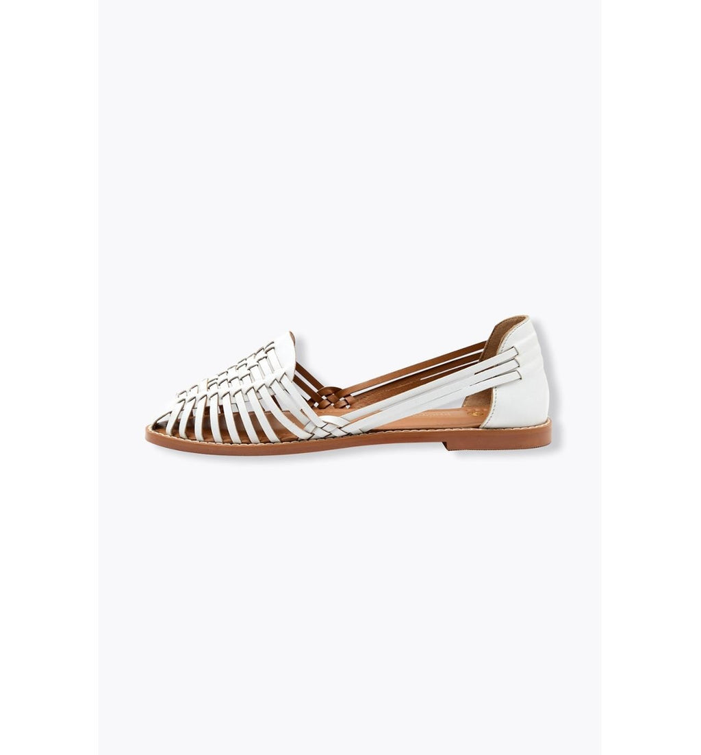 Sandales Plates en Cuir Femme - Blanc Uni Clair