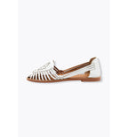 Sandales Plates en Cuir Femme - Blanc Uni Clair