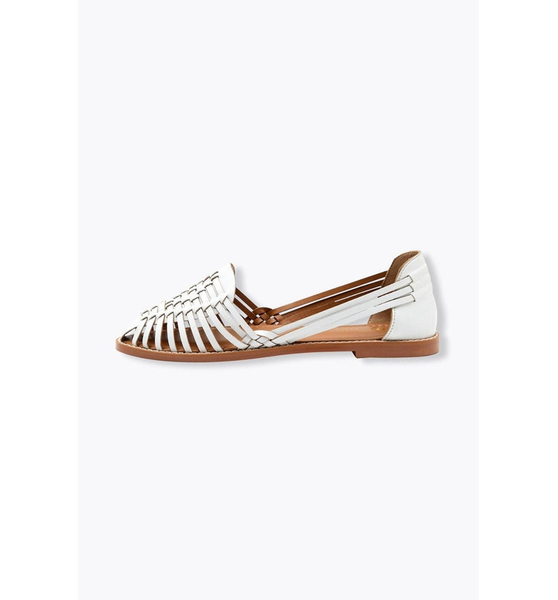 Sandales Plates en Cuir Femme - Blanc Uni Clair