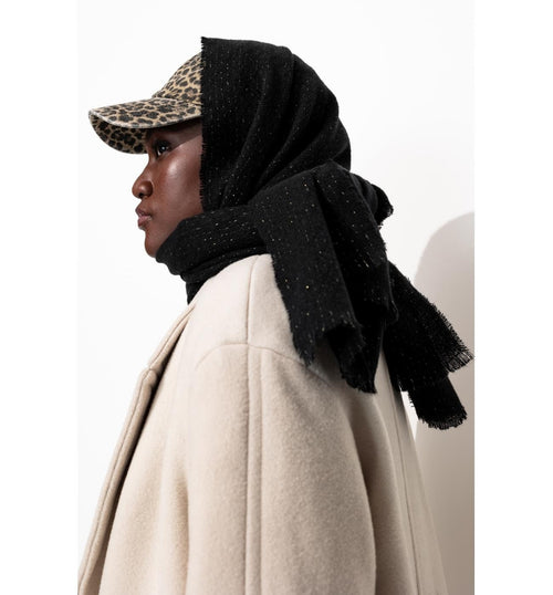 Echarpe Unie Irisée Femme - Noir Uni Fonce
