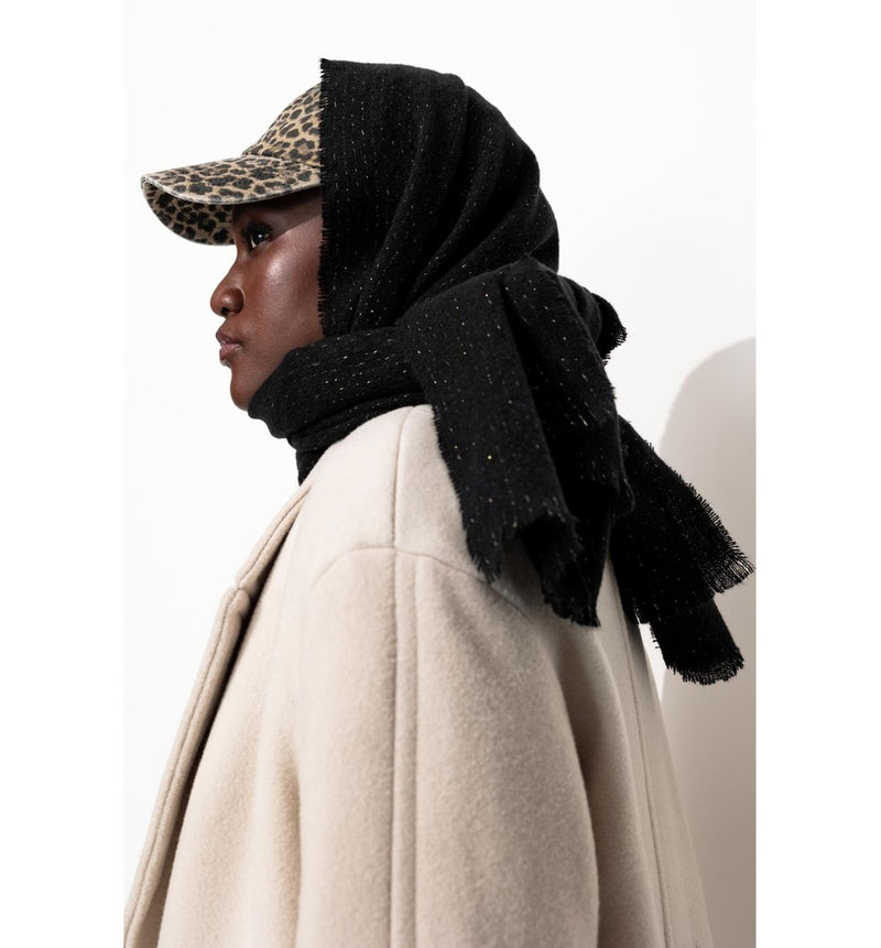 Echarpe Unie Irisée Femme - Noir Uni Fonce