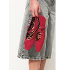 Ballerines Léopard en Cuir - Rouge Uni Colore