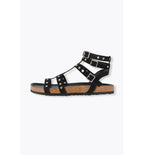 Sandales en Cuir Clouté Femme - Noir Uni Fonce