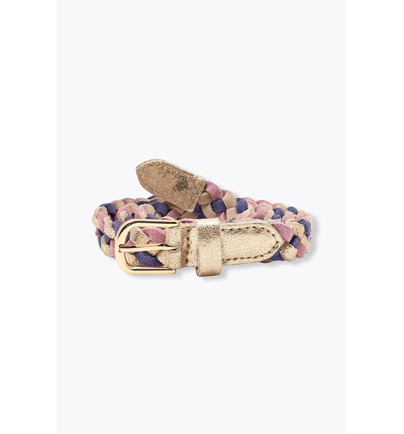 Ceinture Tressée en Cuir - Rose Imprime