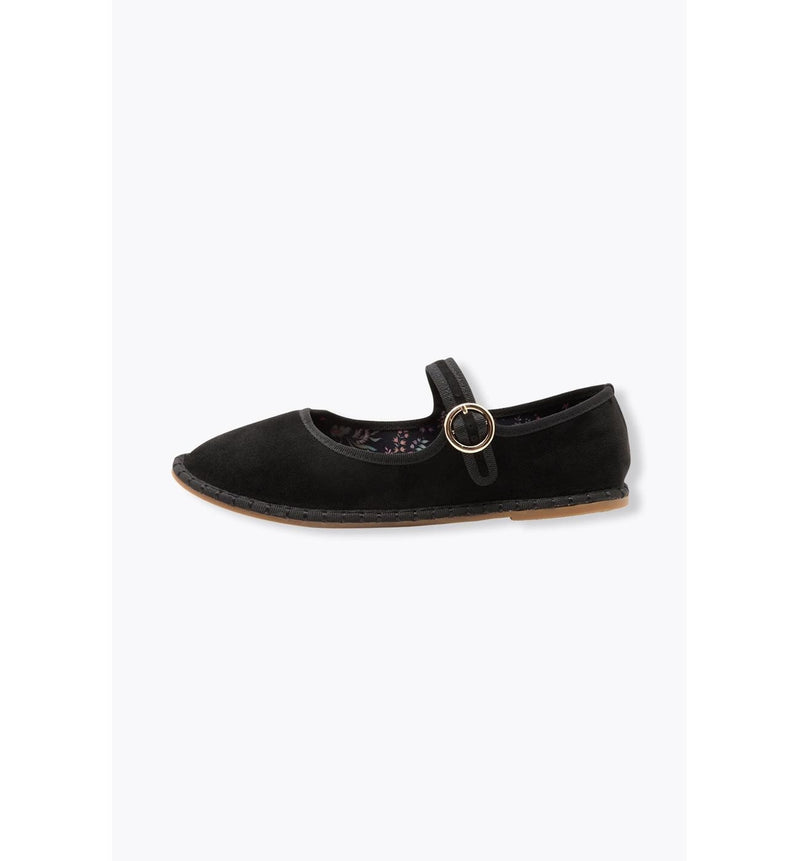 Babies en Velours Uni Femme - Noir Uni Fonce