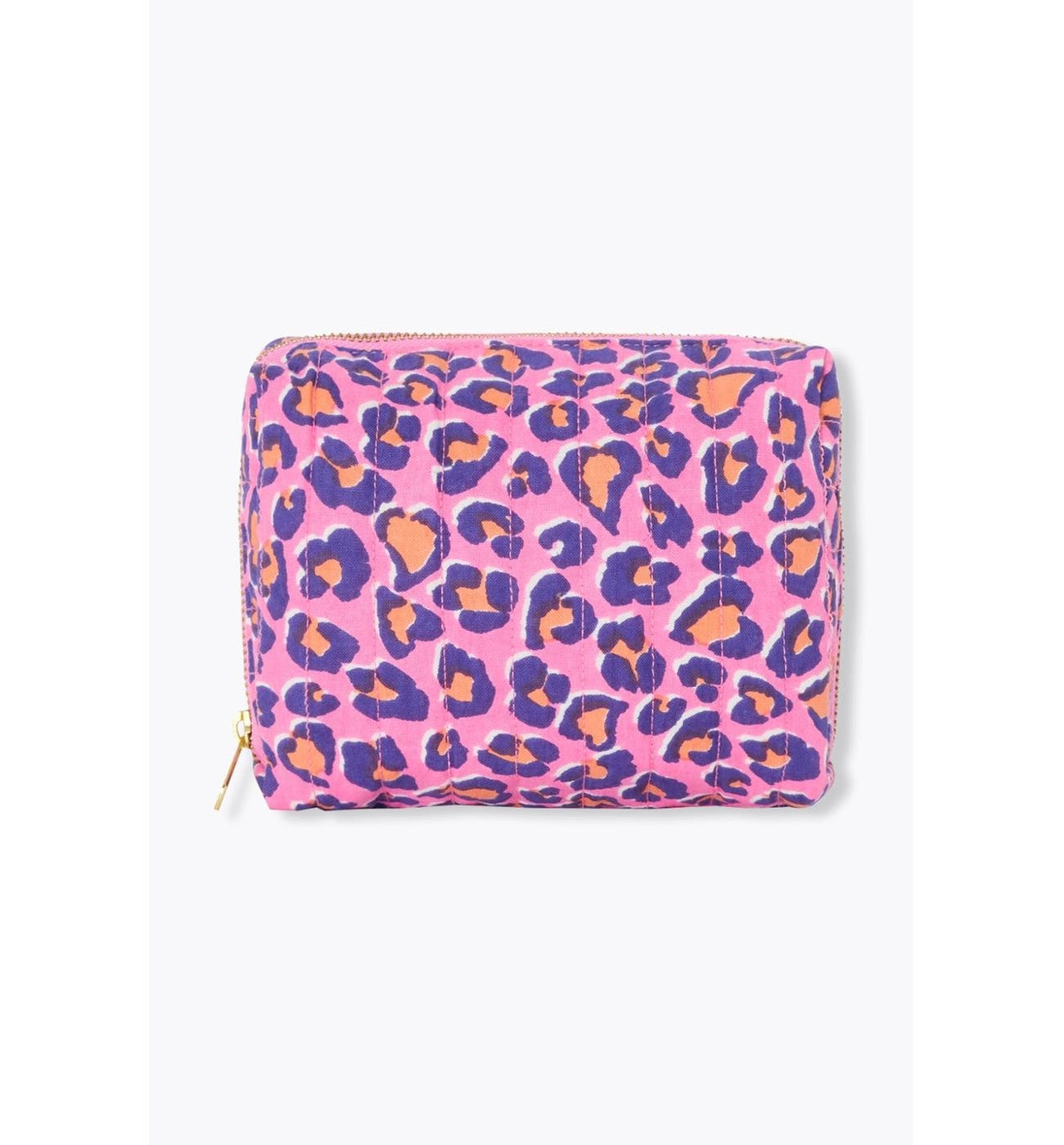 Estuche acolchado de leopardo - Estampado de rosas