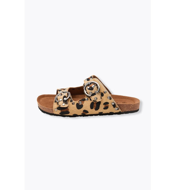 Sandales Léopard en Cuir Femme - Grège Imprime