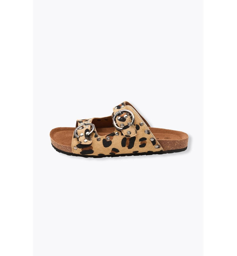 Sandales Léopard en Cuir Femme - Grège Imprime
