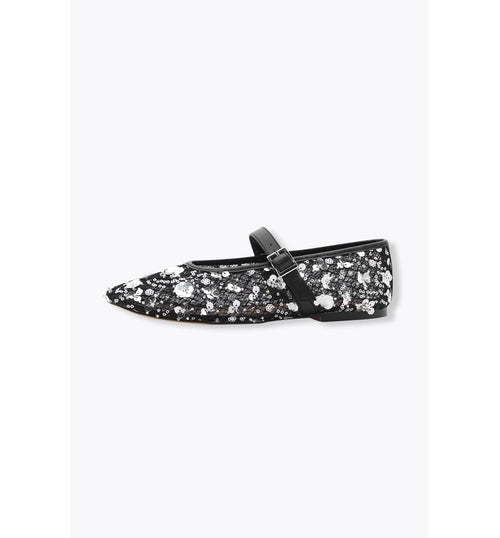 Ballerines à Sequins Femme - Noir Uni Fonce