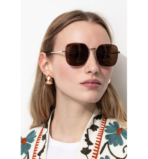 Lunettes de Soleil Femme - Marron Uni Fonce