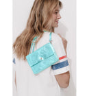 Sac en Cuir Irisé Femme - Bleu Uni Colore