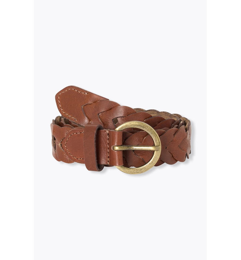 Ceinture Tressée en Cuir Femme - Grège Uni Clair